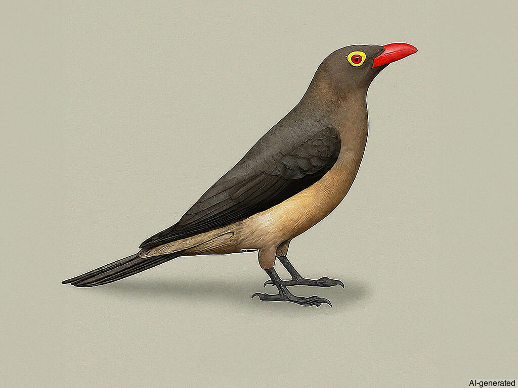 Red-billed Oxpecker (Buphagus erythroryncha) - Adult