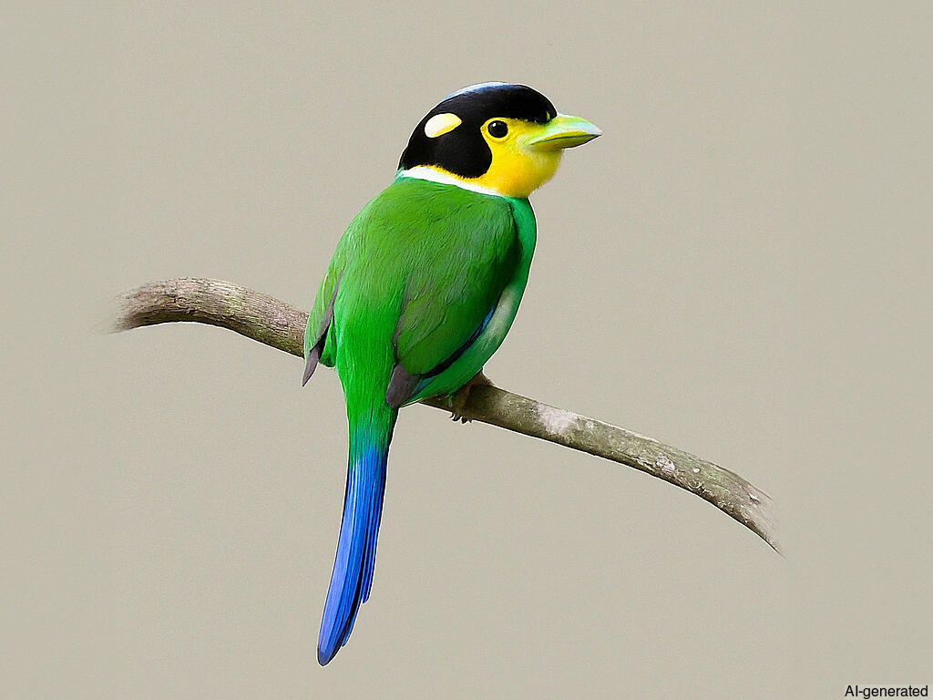 Long-tailed Broadbill (Psarisomus dalhousiae) - Adult