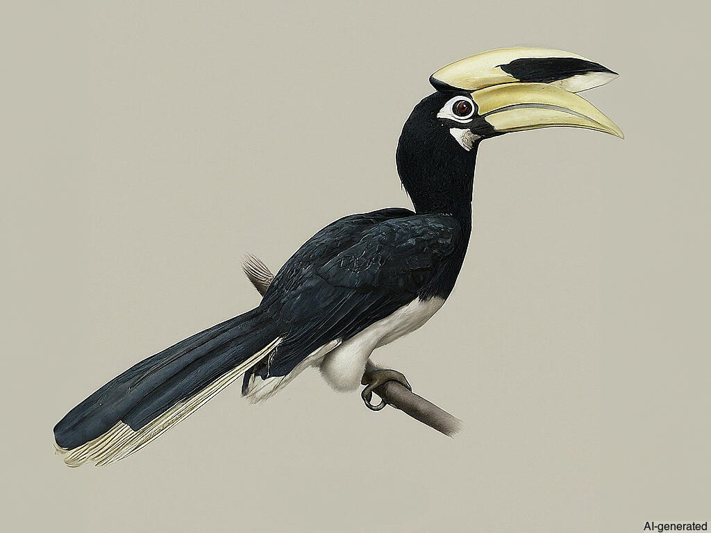 Malabar Pied-Hornbill (Anthracoceros coronatus) - Adult