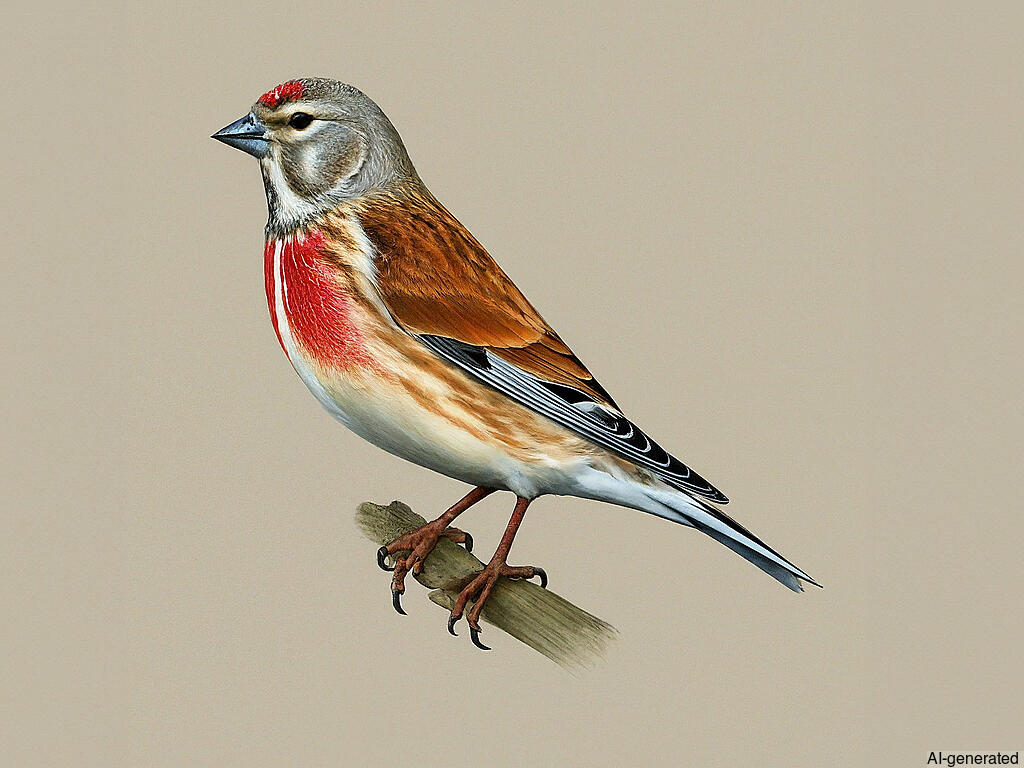 Eurasian Linnet (Linaria cannabina) - Adult male