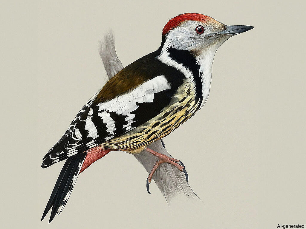 Middle Spotted Woodpecker (Dendrocoptes medius) - Adult male