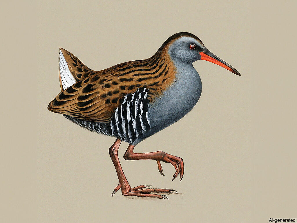 Water Rail (Rallus aquaticus) - Adult