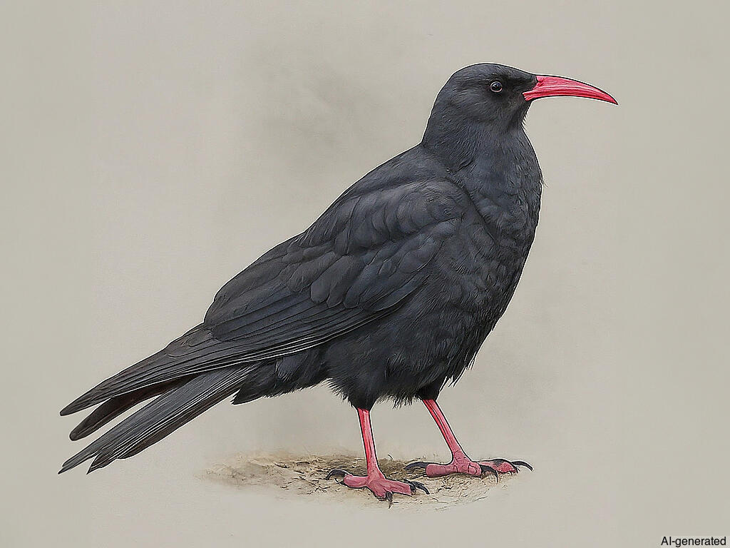 Red-billed Chough (Pyrrhocorax pyrrhocorax) - Adult