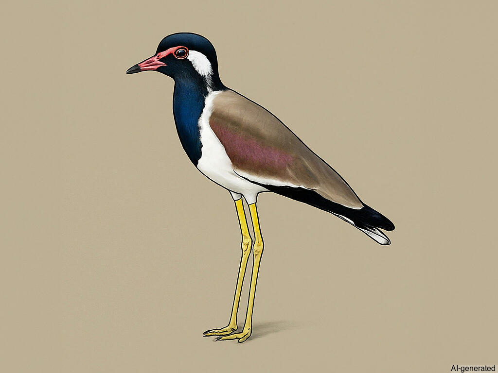 Red-wattled Lapwing (Vanellus indicus) - Adult