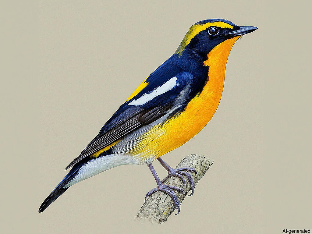 Narcissus Flycatcher (Ficedula narcissina) - Adult male