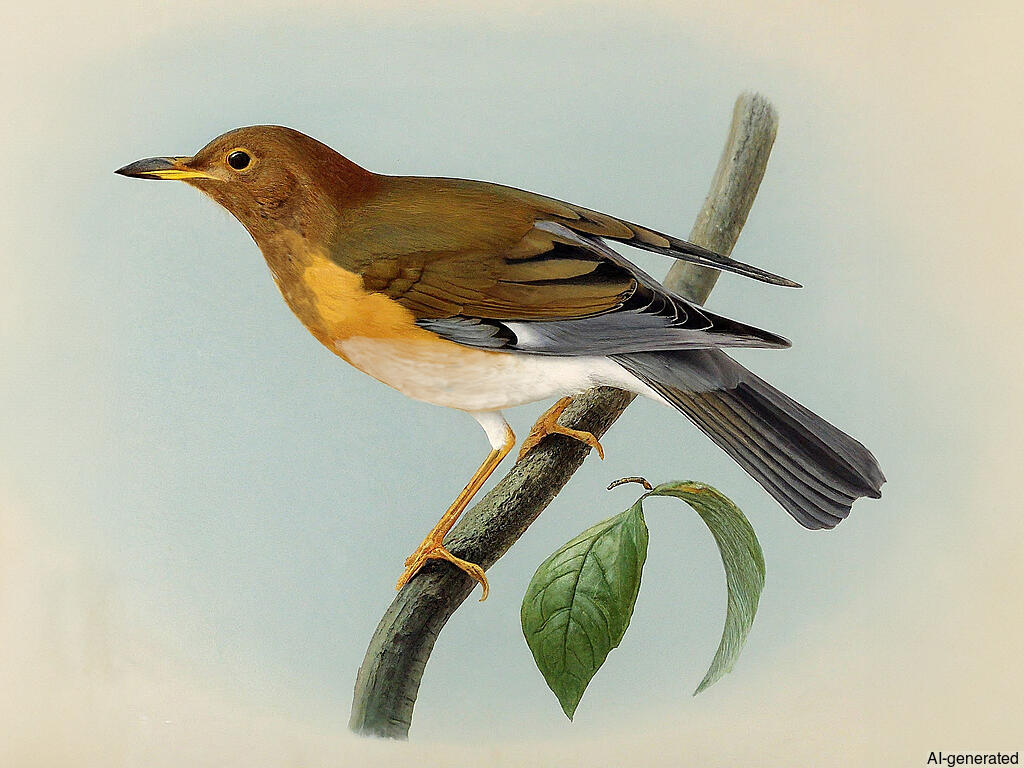 Brown-headed Thrush (Turdus chrysolaus) - Adult