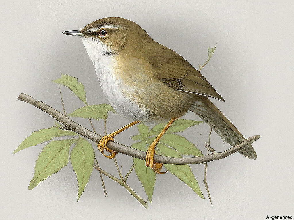 Japanese Bush Warbler (Horornis diphone) - Adult
