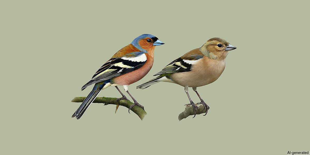Common Chaffinch (Fringilla coelebs) - Adult male and female