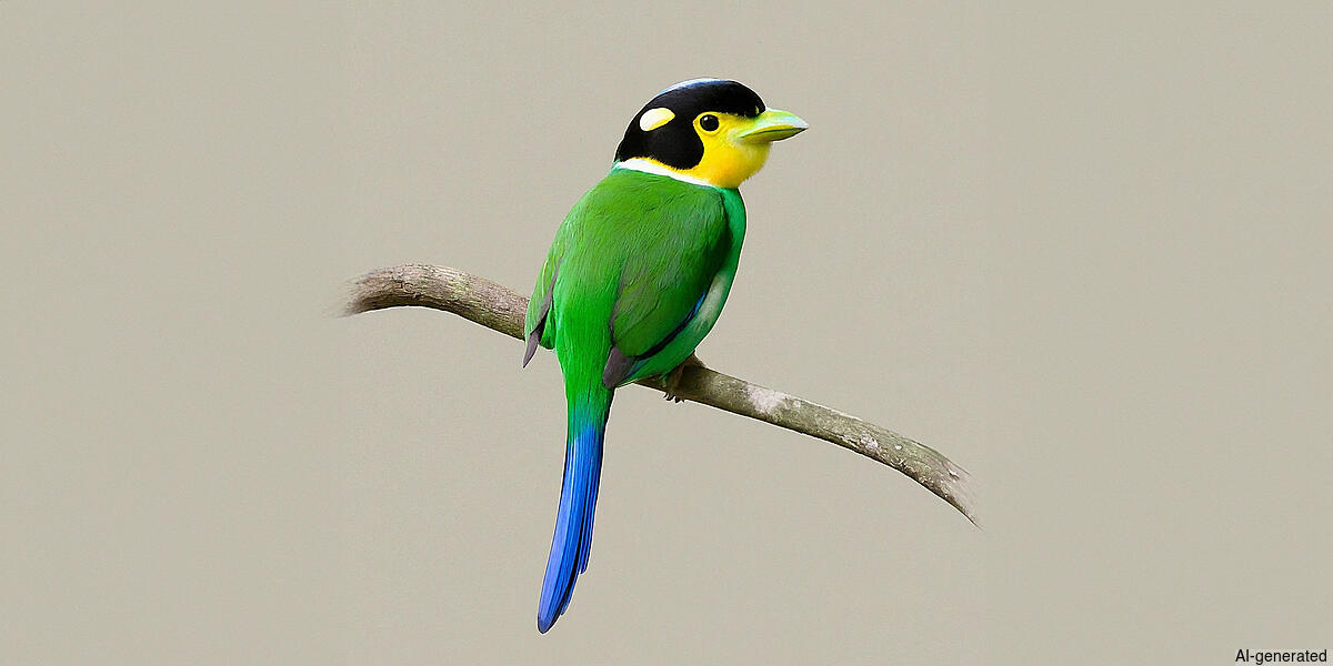 Long-tailed Broadbill (Psarisomus dalhousiae) - Adult