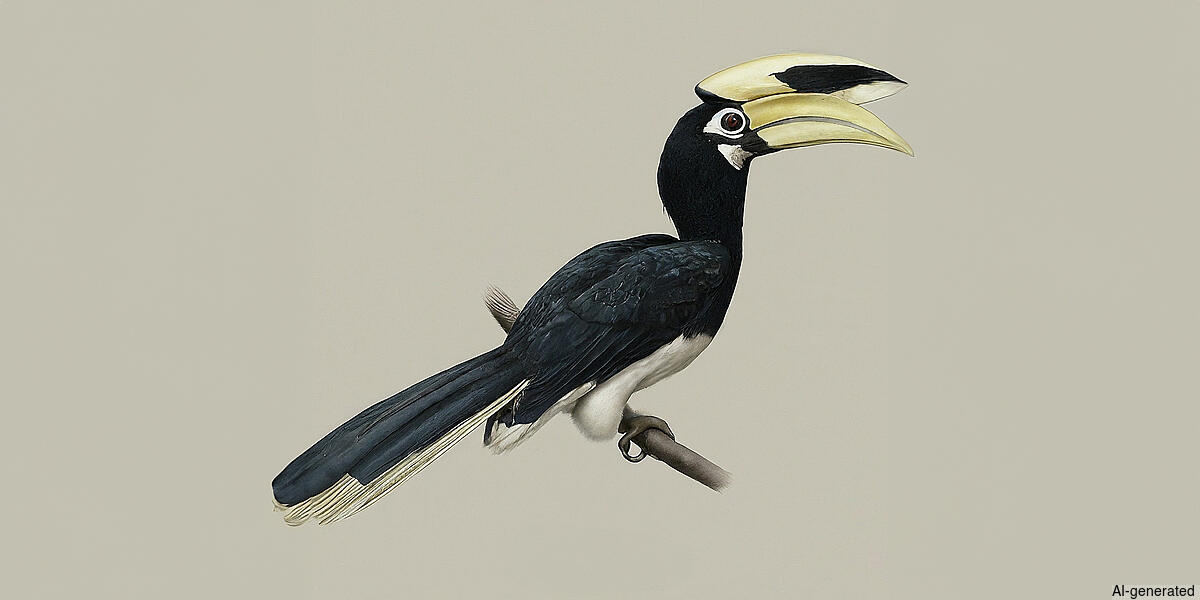 Malabar Pied-Hornbill (Anthracoceros coronatus) - Adult