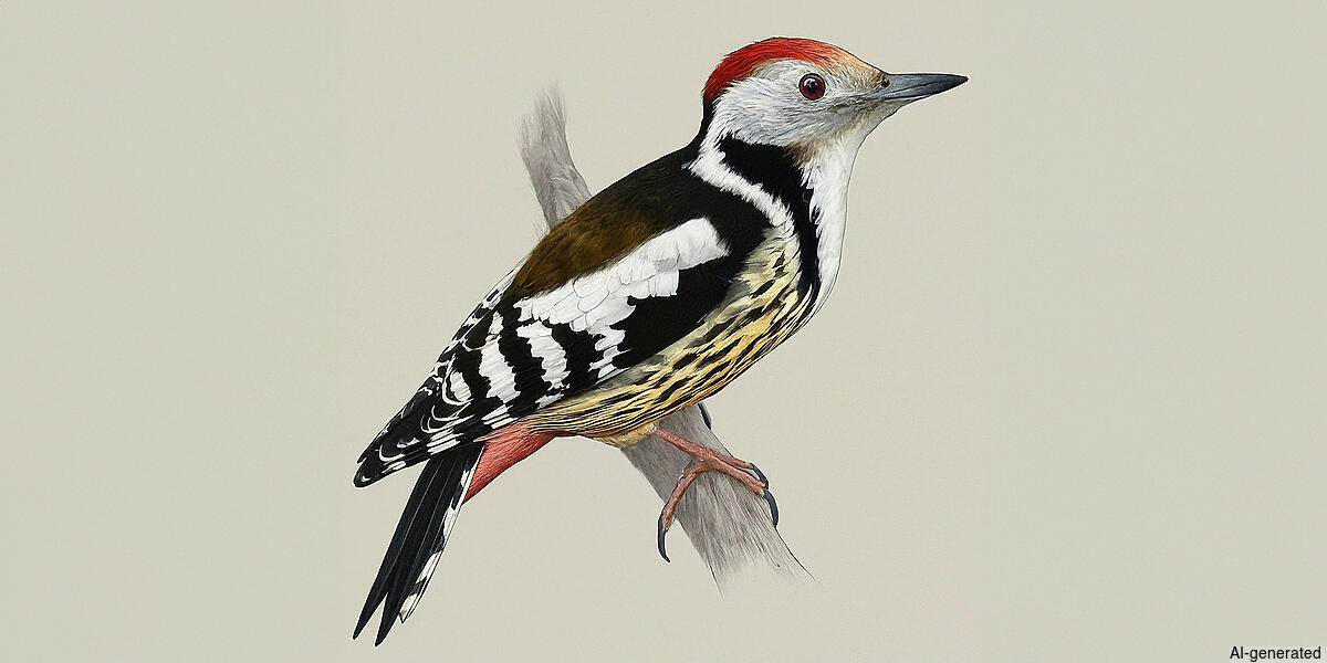 Middle Spotted Woodpecker (Dendrocoptes medius) - Adult male