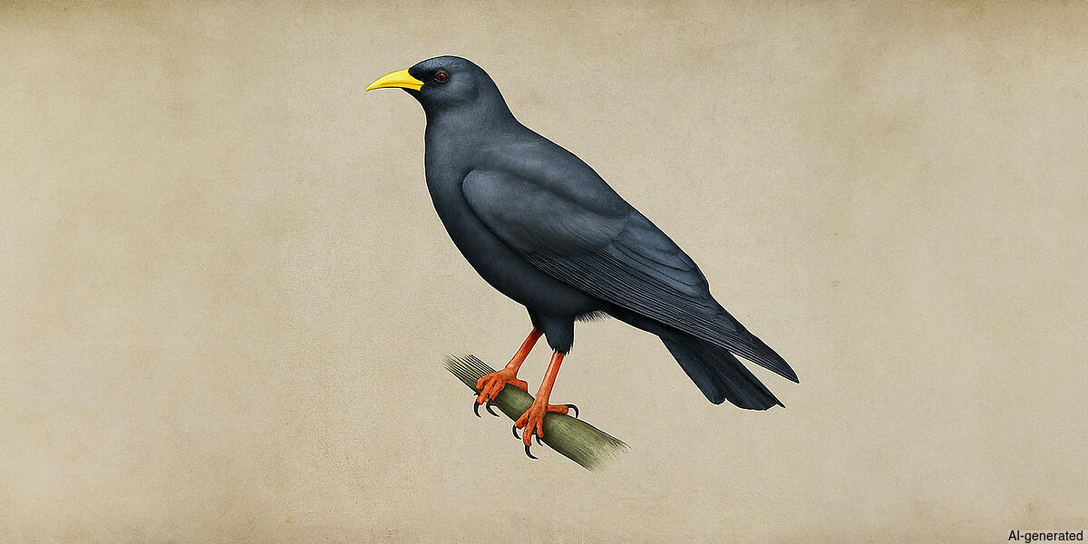 Yellow-billed Chough (Pyrrhocorax graculus) - Adult