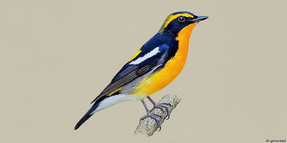 Narcissus Flycatcher (Ficedula narcissina) - Adult male