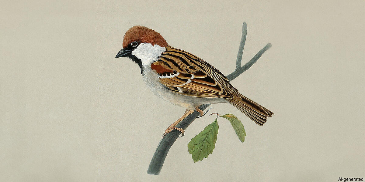 Russet Sparrow (Passer cinnamomeus) - Adult male