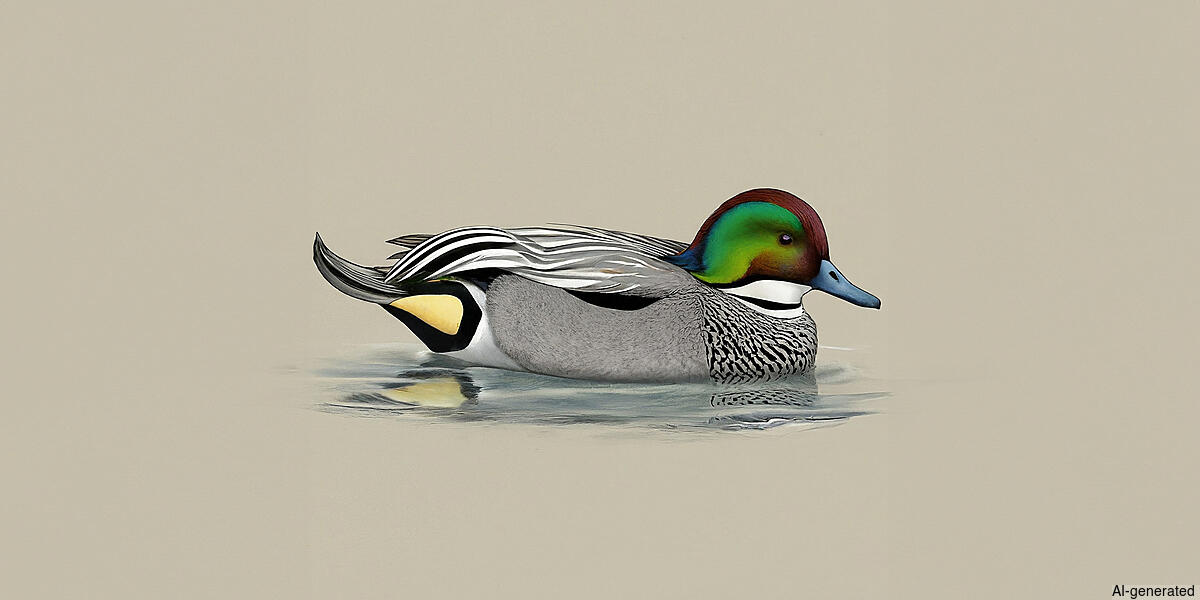 Falcated Duck (Mareca falcata) - Breeding male