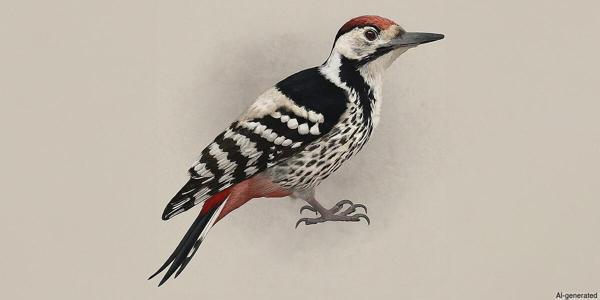 White-backed Woodpecker (Dendrocopos leucotos) - Adult male (White backed)