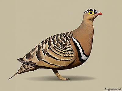 Painted Sandgrouse (Pterocles indicus) - Adult male