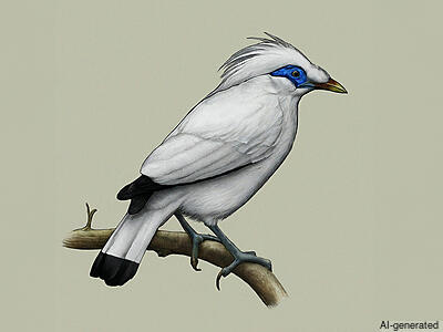 Bali Myna (Leucopsar rothschildi) - Adult