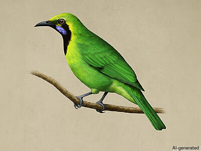 Lesser Green Leafbird (Chloropsis cyanopogon) - Adult