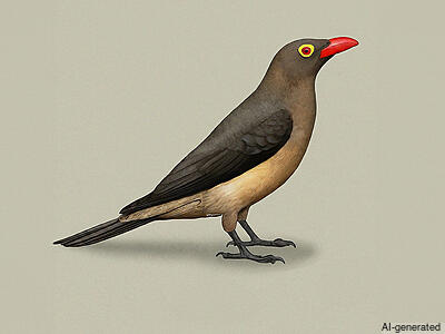 Red-billed Oxpecker (Buphagus erythroryncha) - Adult
