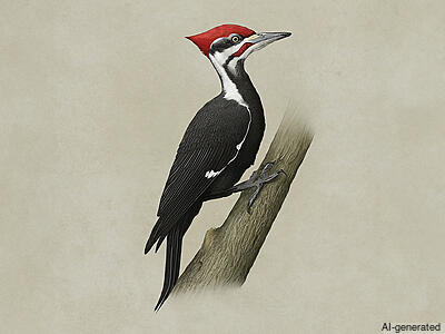 Pileated Woodpecker (Dryocopus pileatus) - Adult male