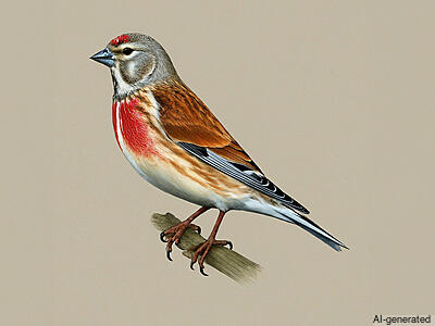 Eurasian Linnet (Linaria cannabina) - Adult male
