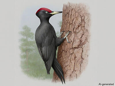 Black Woodpecker (Dryocopus martius) - Adult male