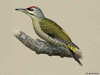 Eurasian Green Woodpecker (Picus viridis) - Adult male