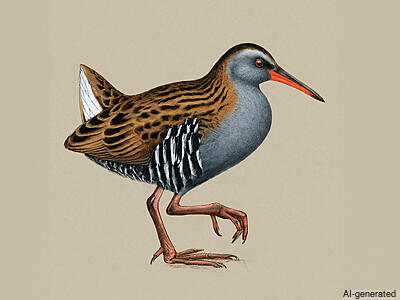 Water Rail (Rallus aquaticus) - Adult