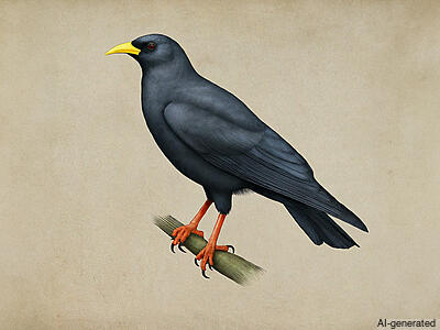 Yellow-billed Chough (Pyrrhocorax graculus) - Adult