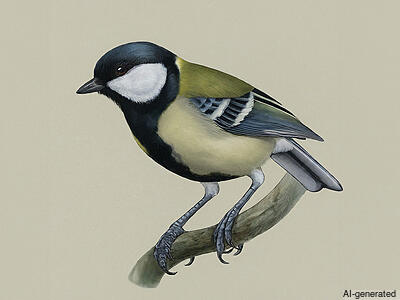 Asian Tit (Parus cinereus) - Adult