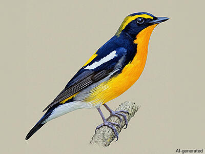 Narcissus Flycatcher (Ficedula narcissina) - Adult male