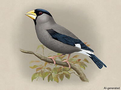 Japanese Grosbeak (Eophona personata) - Adult
