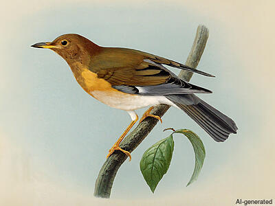 Brown-headed Thrush (Turdus chrysolaus) - Adult