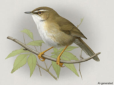 Japanese Bush Warbler (Horornis diphone) - Adult