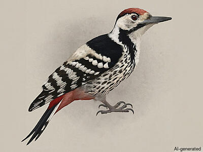 White-backed Woodpecker (Dendrocopos leucotos) - Adult male (White backed)
