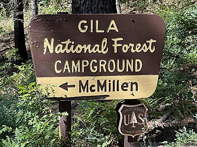 Gila National Forest - McMillen Campground Entrance Sign